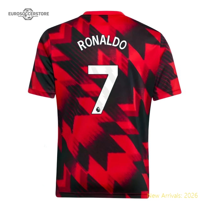 2025-2026 Man Utd Pre-Match Shirt (Red) - Kids (Ronaldo 7)-The Soccer Shirt Hub