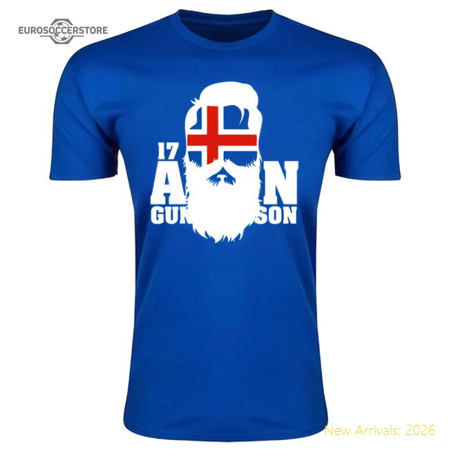 Iceland Aron Gunnarsson T-Shirt (Blue)-The Soccer Shirt Hub