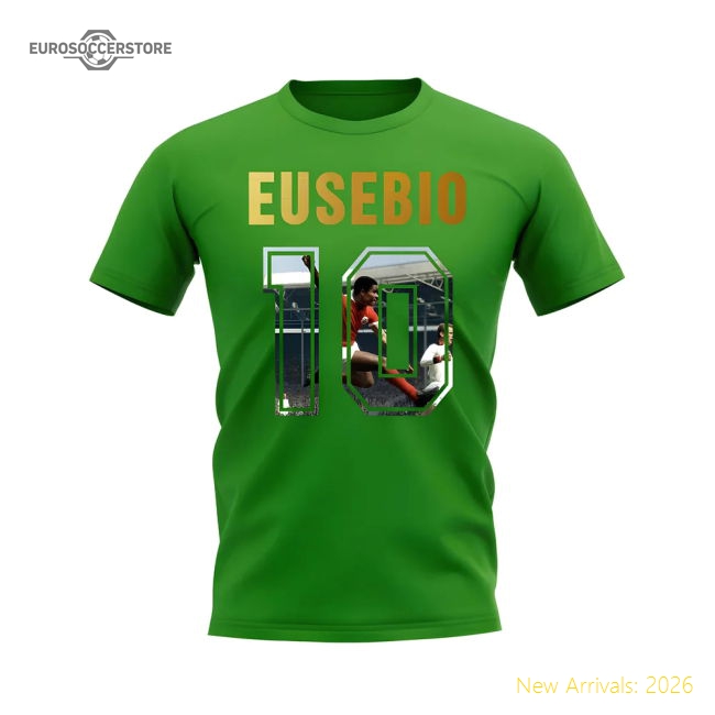 Eusebio Name And Number Portugal T-Shirt (Green)-The Soccer Shirt Hub
