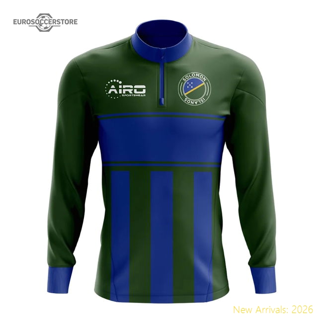 Solomon Islands Concept Football Half Zip Midlayer Top (Green-Blue)-The Soccer Shirt Hub