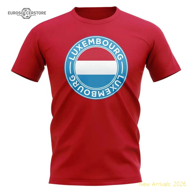 Luxembourg Football Badge T-Shirt (Red)-The Soccer Shirt Hub