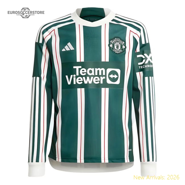 2023-2024 Man Utd Away Long Sleeve Shirt (Kids)-The Soccer Shirt Hub