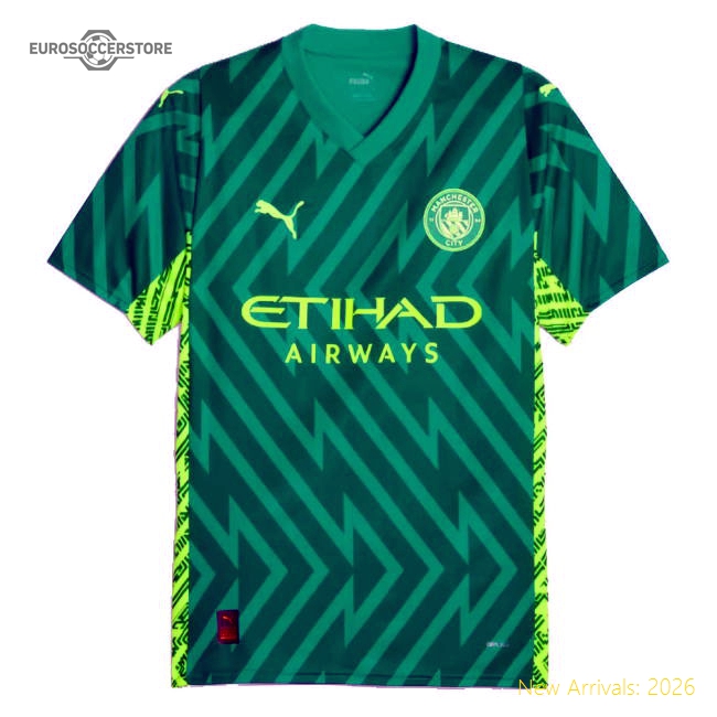 2023-2024 Man City Home Goalkeeper Shirt (Green)-The Soccer Shirt Hub
