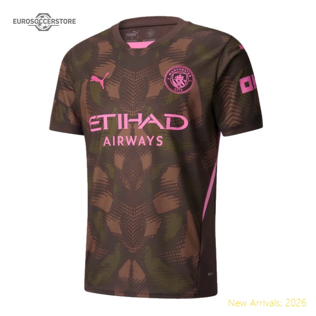2024-2025 Man City Third Goalkeeper Shirt (Espresso Brown) - Kids (Your Name)-The Soccer Shirt Hub