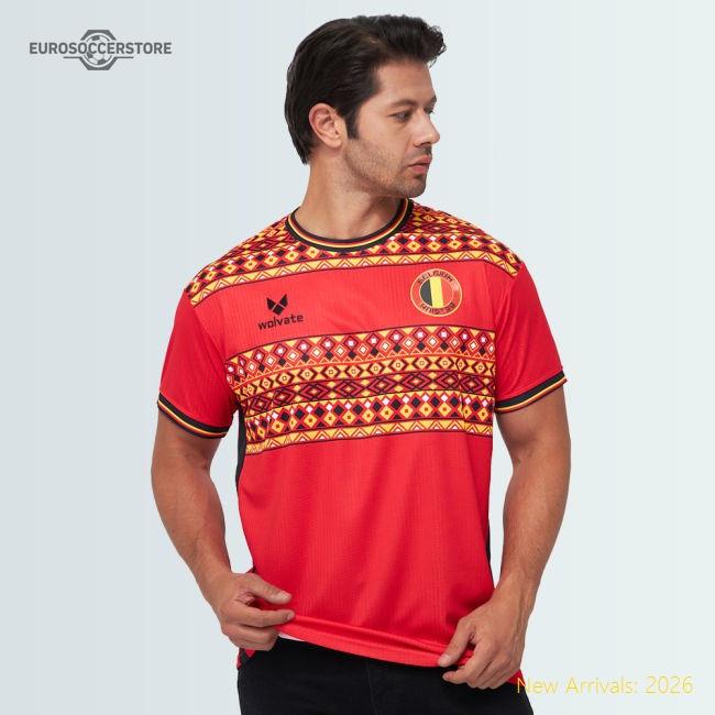 Belgium Legacy Football Jersey Red (Wolvate) Adult Short Sleeve-The Soccer Shirt Hub