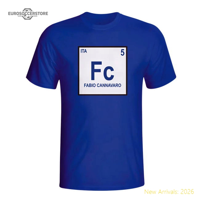 Fabio Cannavaro Italy Periodic Table T-shirt (blue)-The Soccer Shirt Hub
