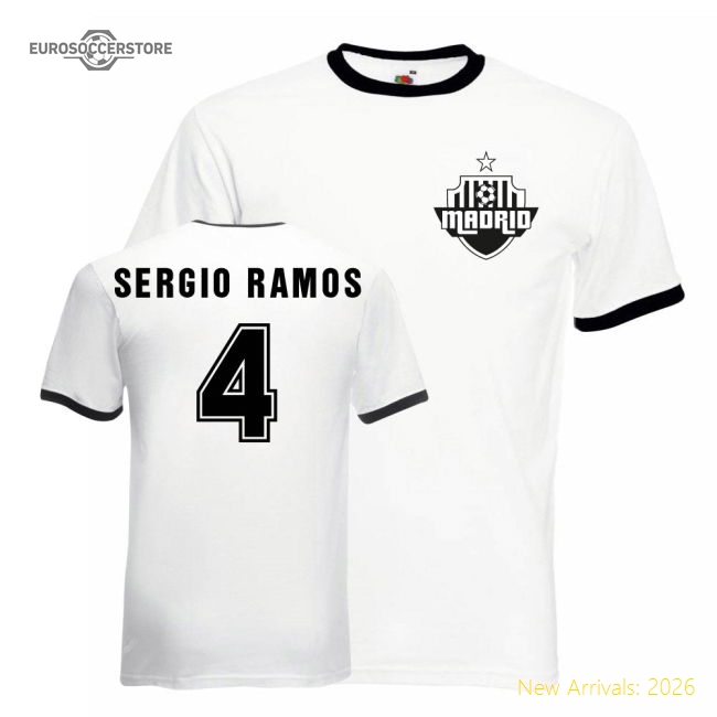 Sergio Ramos Real Madrid Ringer Tee (white-black)-The Soccer Shirt Hub