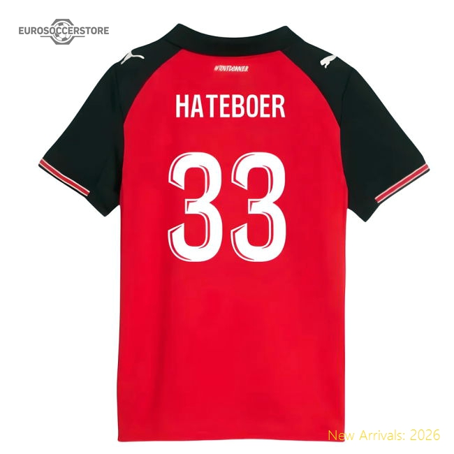 2025-2026 Stade Rennais Home Shirt (Kids) (Hateboer 33)-The Soccer Shirt Hub