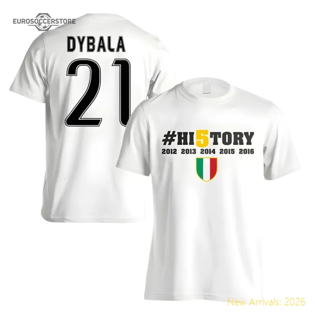 Juventus History Winners T-Shirt (Dybala 21) - White-The Soccer Shirt Hub