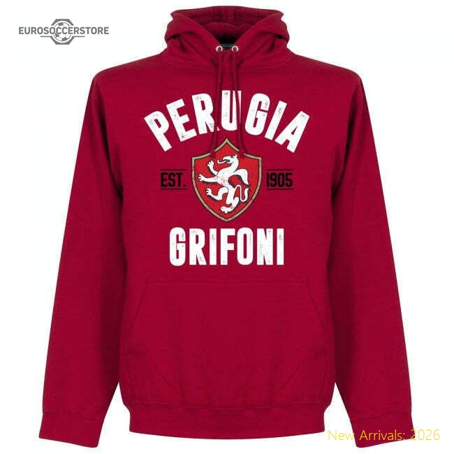 Perugia Established Hoodie - Red-The Soccer Shirt Hub