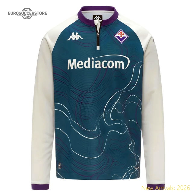 2025-2026 Fiorentina Pre Match Sweat Top (Turquoise)-The Soccer Shirt Hub