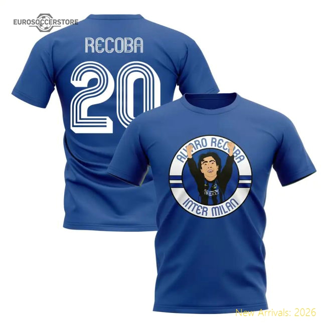 Alvaro Recoba Inter Milan Illustration T-Shirt (Blue)-The Soccer Shirt Hub