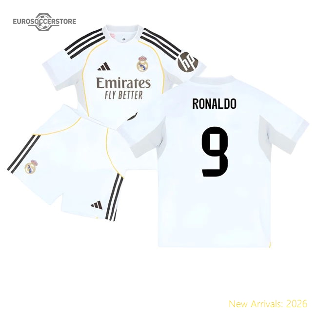 2025-2026 Real Madrid Home Youth Kit (Ronaldo 9)-The Soccer Shirt Hub