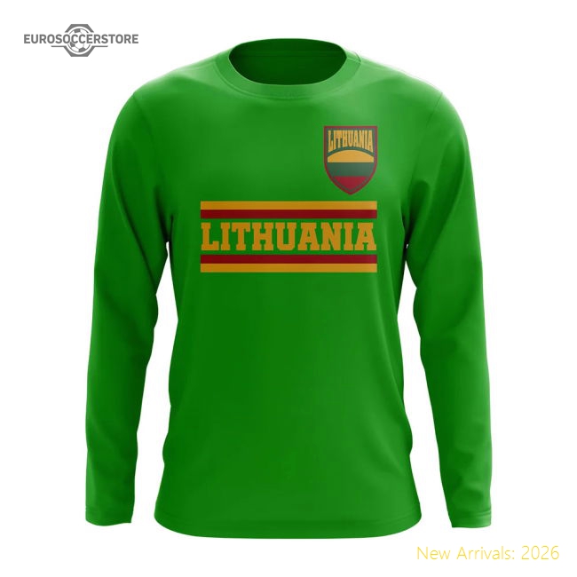 Lithuania Core Football Country Long Sleeve T-Shirt (Green)-The Soccer Shirt Hub
