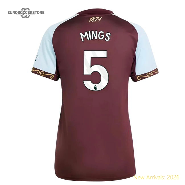 2025-2026 Aston Villa Home Shirt (Womens) (Mings 5)-The Soccer Shirt Hub