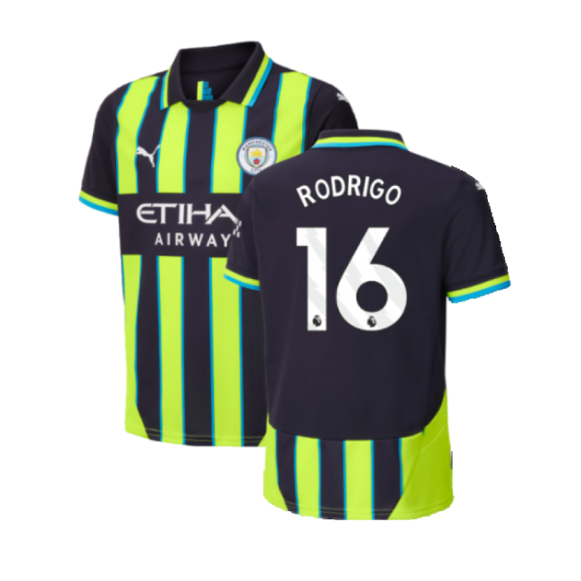 2024-2025 Man City Away Shirt (Kids) (Rodrigo 16)-The Soccer Shirt Hub