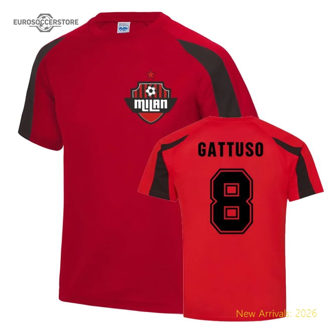 Gennaro Gattuso Milan Sports Training Jersey (Red)-The Soccer Shirt Hub