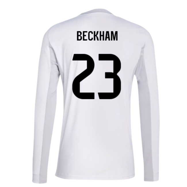 2025-2026 Real Madrid Long Sleeve Home Shirt (Beckham 23)-The Soccer Shirt Hub