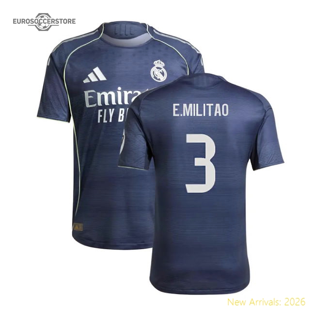 2025-2026 Real Madrid Authentic Away Shirt (E.Militao 3)-The Soccer Shirt Hub