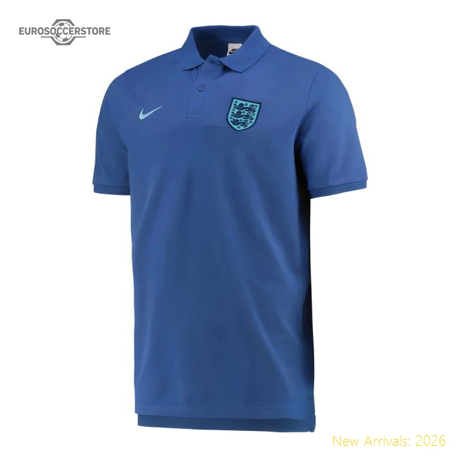 2022-2023 England Pique Polo Shirt (Blue)-The Soccer Shirt Hub