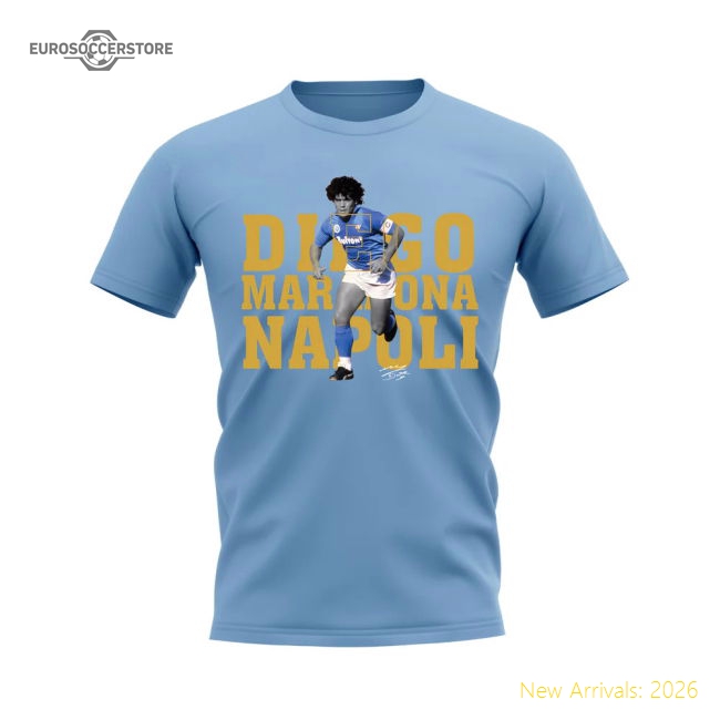 Diego Maradona Napoli Player Tee (Sky Blue)-The Soccer Shirt Hub