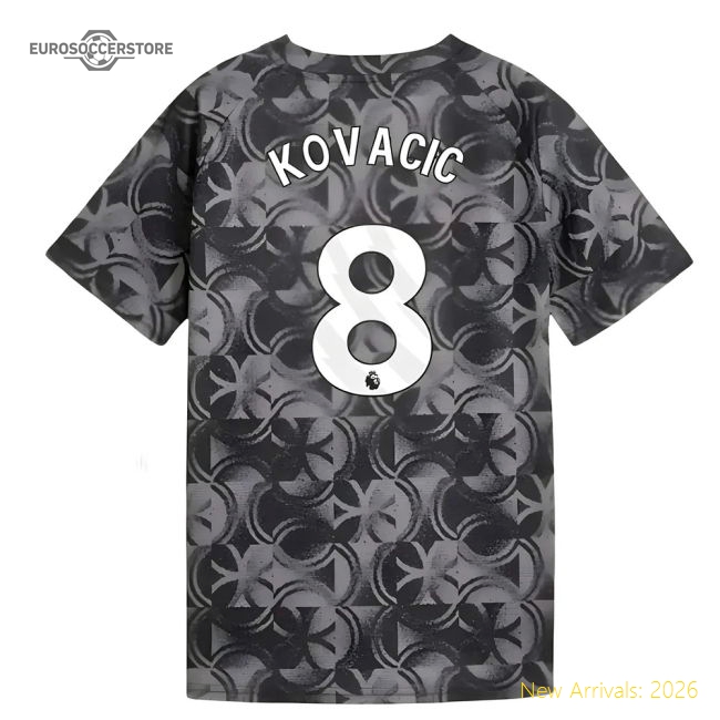 2025-2026 Man City Warm Up Jersey (Black) - Kids (Kovacic 8)-The Soccer Shirt Hub