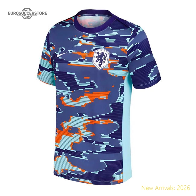 2024-2025 Netherlands Pre-Match Training Shirt (Blue) - Kids-The Soccer Shirt Hub