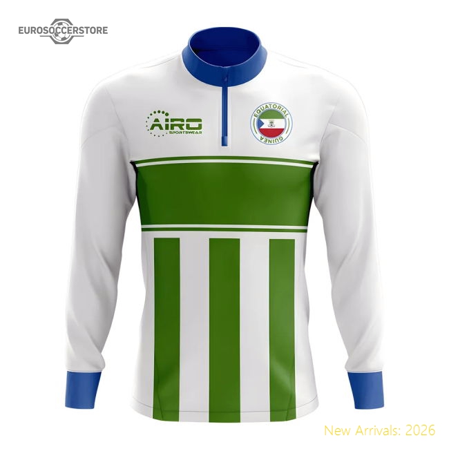 Equatorial Guinea Concept Football Half Zip Midlayer Top (White-Green)-The Soccer Shirt Hub