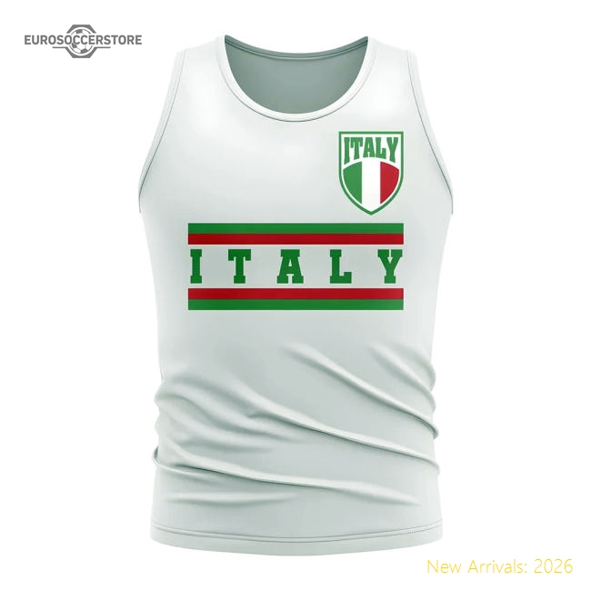 Italy Core Football Country Sleeveless Tee (White)-The Soccer Shirt Hub