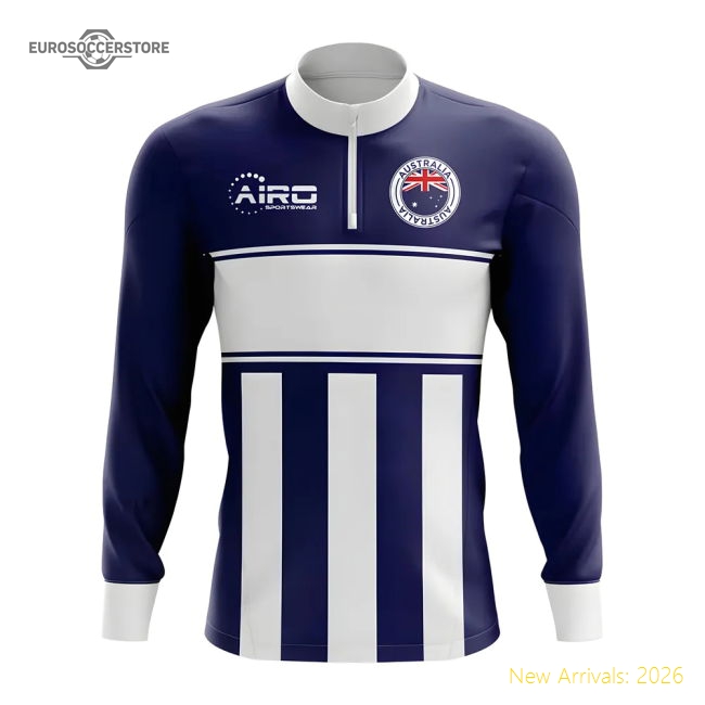 Australia Concept Football Half Zip Midlayer Top (Navy-White)-The Soccer Shirt Hub