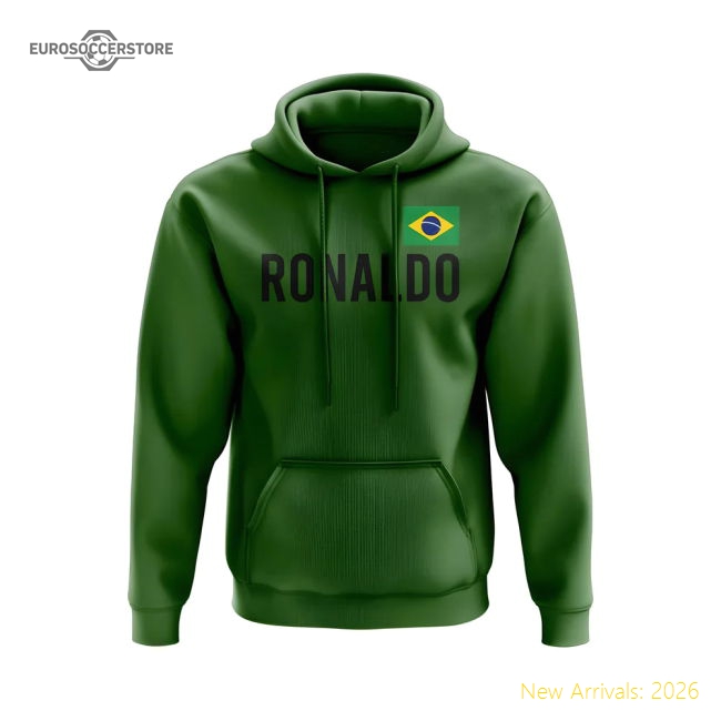 Ronaldo Brazil Name Hoody (Green)-The Soccer Shirt Hub
