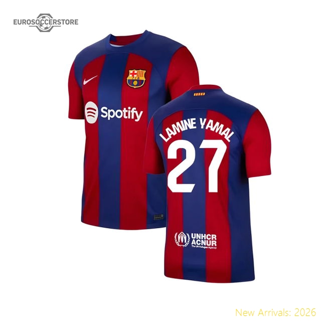 2023-2024 Barcelona Home Shirt (Lamine Yamal 27)-The Soccer Shirt Hub