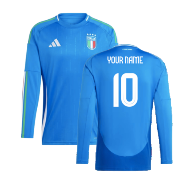 2024-2025 Italy Long Sleeve Home Shirt (Your Name)-The Soccer Shirt Hub