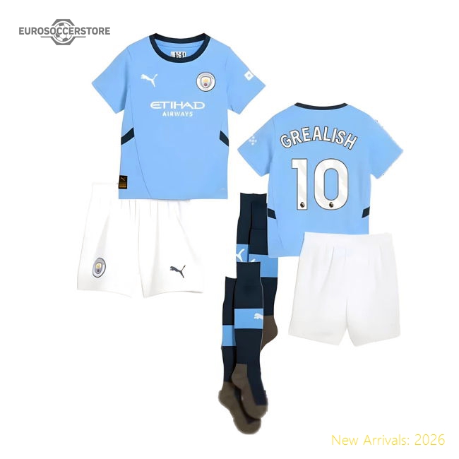2024-2025 Man City Home Mini Kit (Grealish 10)-The Soccer Shirt Hub