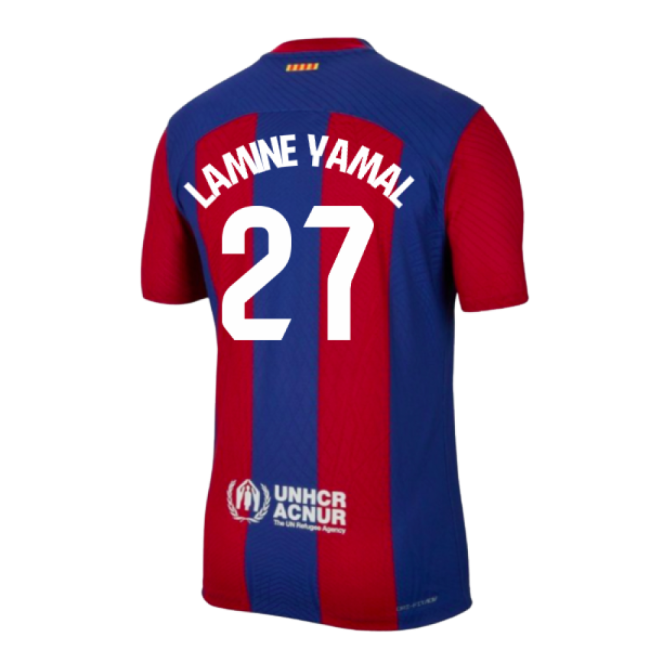 2023-2024 Barcelona Authentic Home Shirt (Lamine Yamal 27)-The Soccer Shirt Hub