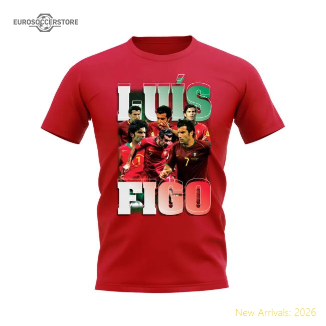 Luis Figo Portugal Bootleg T-Shirt (Red)-The Soccer Shirt Hub