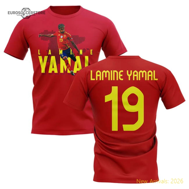 Lamine Yamal Spain 19 T-Shirt (Red)-The Soccer Shirt Hub