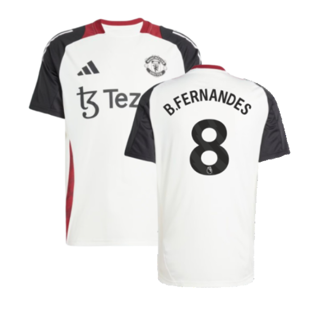 2024-2025 Man Utd Training Jersey (Off White) (B.Fernandes 8)-The Soccer Shirt Hub