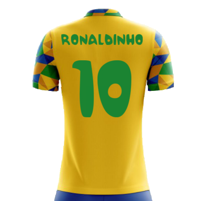 2025-2026 Brazil Home Concept Football Shirt (Ronaldinho 10) - Kids-The Soccer Shirt Hub