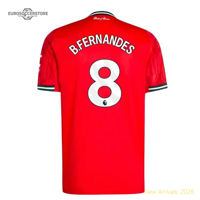 2025-2026 Man Utd Home Shirt (B.Fernandes 8)-The Soccer Shirt Hub