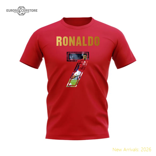 Cristiano Ronaldo Name And Number Manchester United T-Shirt (Red)-The Soccer Shirt Hub