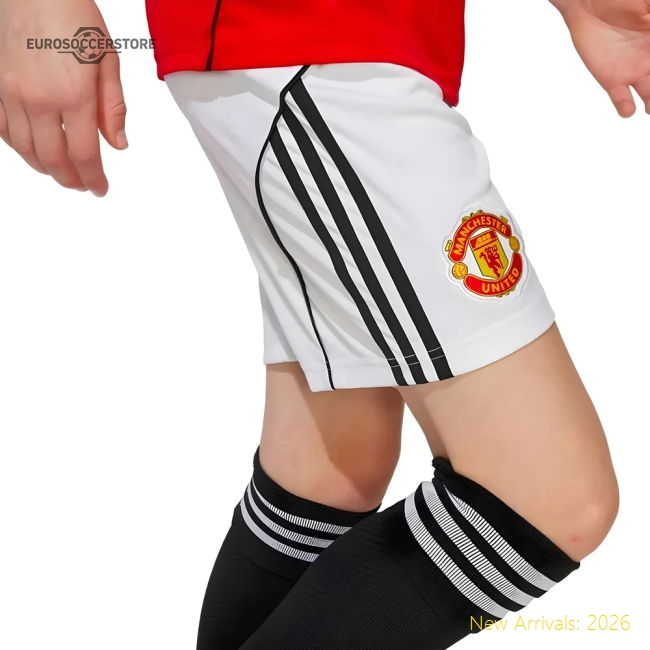 2025-2026 Man Utd Home Shorts (White) - Kids-The Soccer Shirt Hub