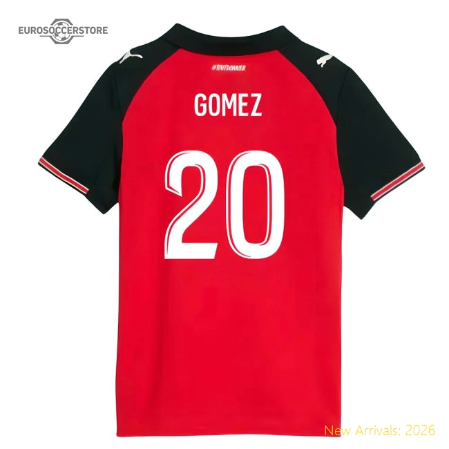 2025-2026 Stade Rennais Home Shirt (Kids) (Gomez 20)-The Soccer Shirt Hub