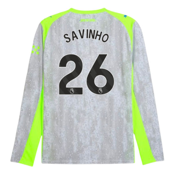 2025-2026 Man City Long Sleeve Third Shirt (Savinho 26)-The Soccer Shirt Hub