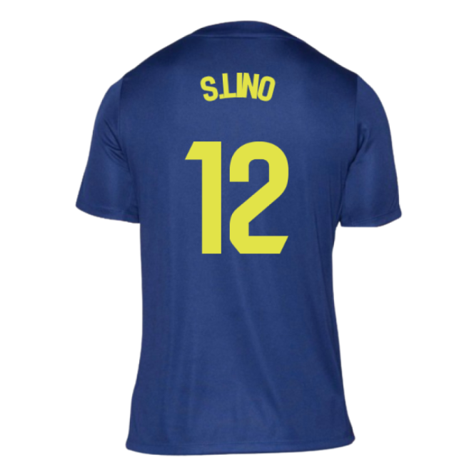 2025-2026 Atletico Madrid Pre-Match Shirt (Blue-Yellow) (S.Lino 12)-The Soccer Shirt Hub