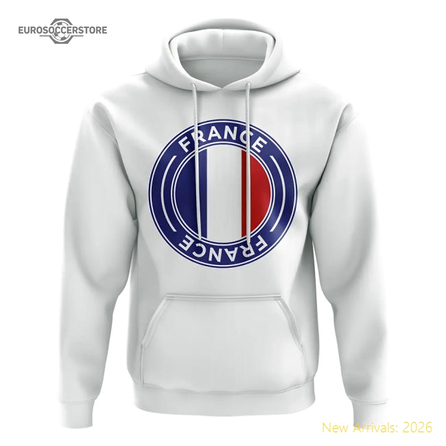 France Football Badge Hoodie (White)-The Soccer Shirt Hub
