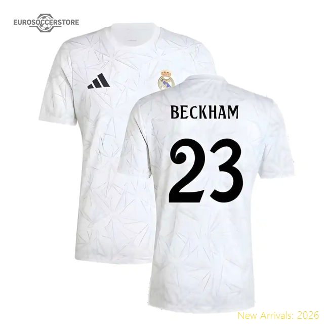 2024-2025 Real Madrid Pre-Match Shirt (White) (Beckham 23)-The Soccer Shirt Hub