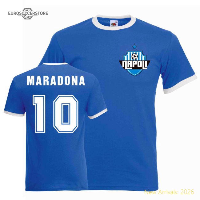 Diego Maradona Napoli Ringer Tee (blue)-The Soccer Shirt Hub