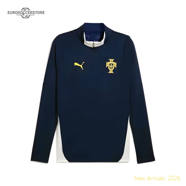 2025-2026 Portugal Training 1/4 Zip Top (Persian Blue)-The Soccer Shirt Hub