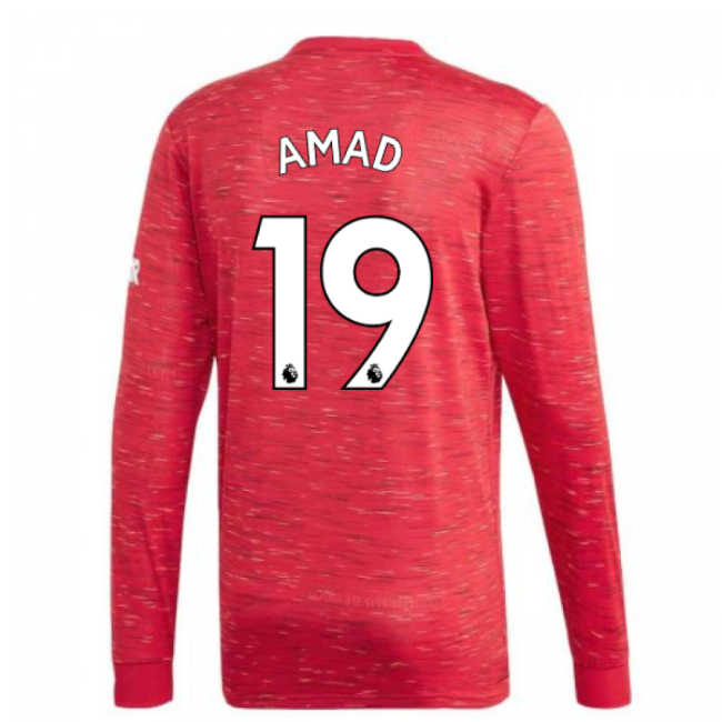 2020-2021 Man Utd Adidas Home Long Sleeve Shirt (Amad 19)-The Soccer Shirt Hub